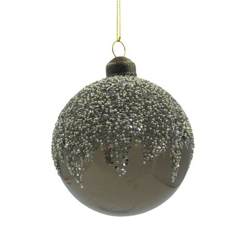 Ornament Clear Rond Bruin - H 8 x D 8 cm