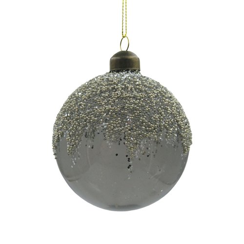 Ornament Clear Rond Grijs - H 8 x D 8 cm