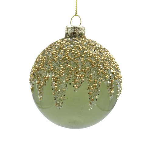 Ornament Clear Rond Groen - H 8 x D 8 cm