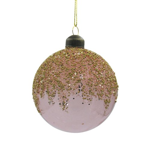 Ornament Clear Rond Oud roze - H 8 x D 8 cm