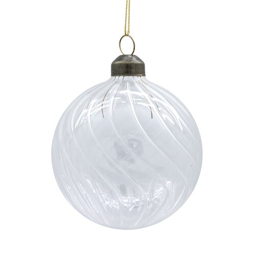 Ornament clear rond twist D 8 cm transparant