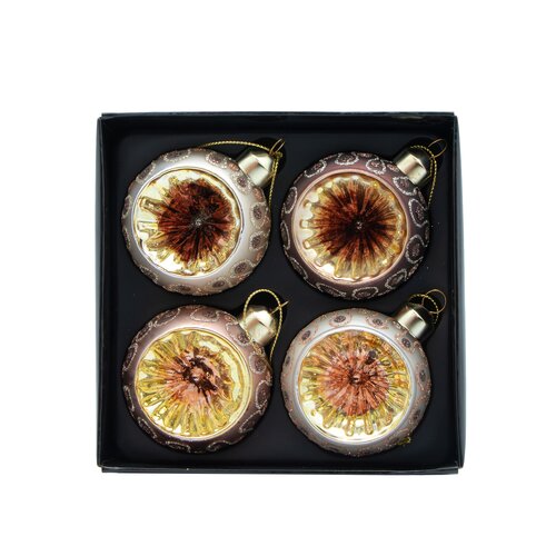 Ornament extravaganza pearl/mocha D 6 cm S/4