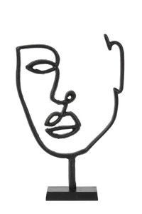 Ornament FACE Mat Zwart - 37 x 24 x 6 cm