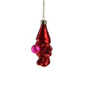 Ornament glas kabouter bubbles D5 x H 10 cm rood