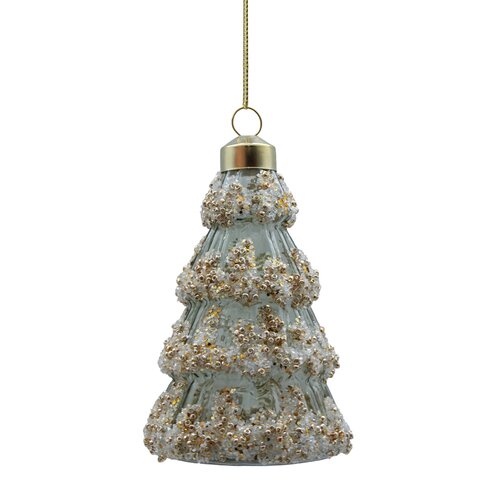 Ornament kerstboom H 10 cm minty champagne