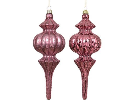 Ornament kunststof - B7xH17cm Donkerroze - 2 Varianten - afbeelding 1