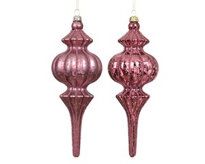 Ornament kunststof - B7xH17cm Donkerroze - 2 Varianten - afbeelding 1