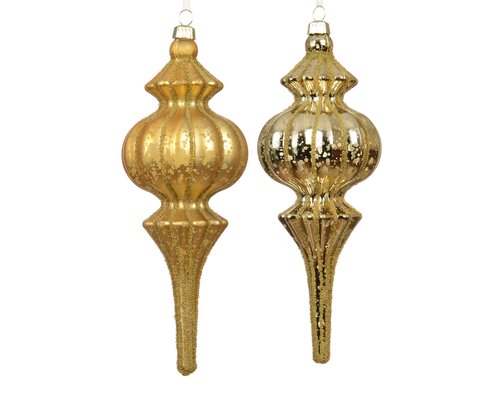 Ornament kunststof - B7xH17cm Licht goud - 2 Varianten - afbeelding 1