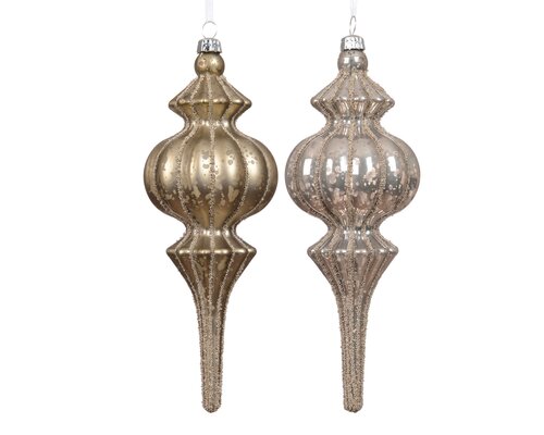 Ornament kunststof - B7xH17cm Smokey parel - 2 Varianten - afbeelding 1