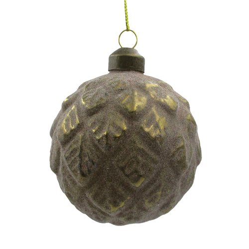 Ornament Matt Bladeren Rond Bruin - H 8 x D 8 cm