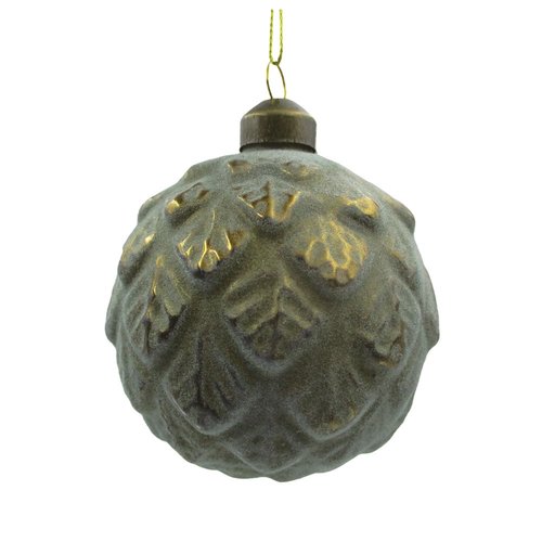 Ornament Matt Bladeren Rond Groen - H 8 x D 8 cm