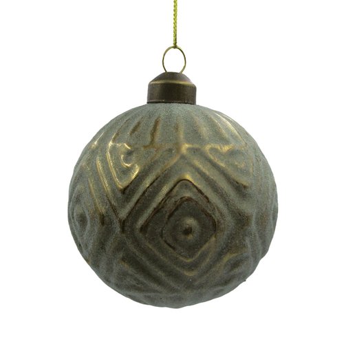 Ornament Matt Klassiek Rond Groen - H 8 x D 8 cm