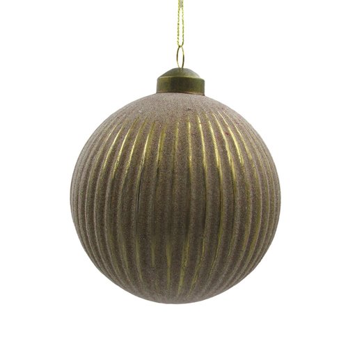 Ornament Matt Lijnen Rond Bruin - H 10 x D 10 cm