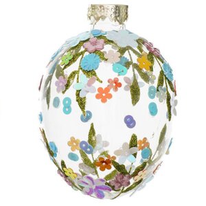 Ornament paasei D 6 x H 8,5 cm confetti