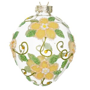 Ornament paasei D 6 x H 8,5 cm gele bloem