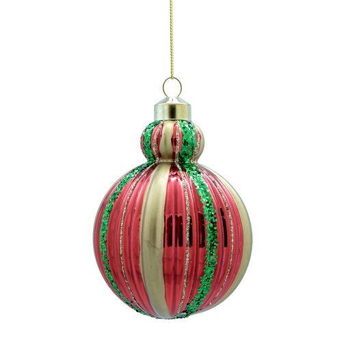 Ornament rond deco D 8 cm rood