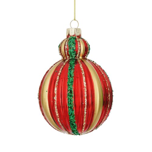Ornament rond deco rood - D 8 cm