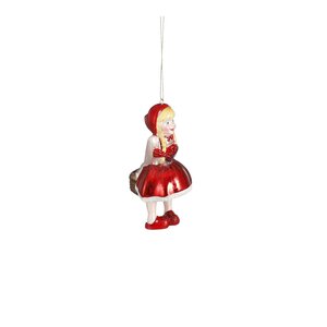 Ornament Roodkapje glas rood - l5,5xb6xh13cm