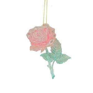 Ornament roos D 8 x H 11 cm pink