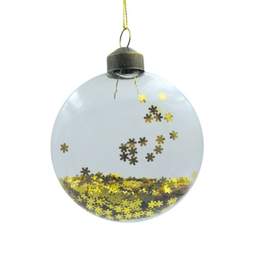 Ornament ster Transparant/Goud - H 8 x D 8 cm