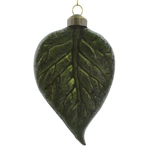 Ornament sugar blad 11,5 cm groen goud