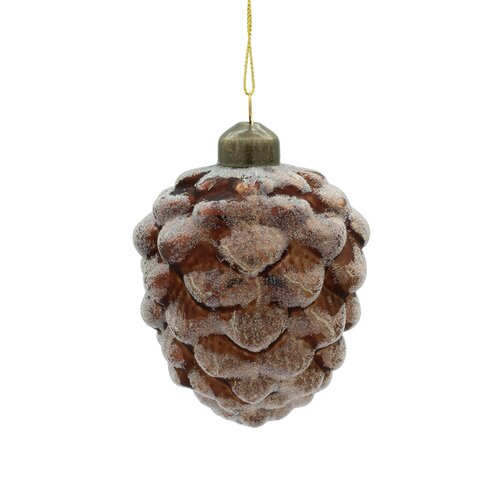 Ornament sugar dennenappel D 7 x H 9 cm cm bruin goud