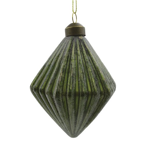 Ornament Sugar Diamant Groen/Goud - H 11 x D 7,5 cm