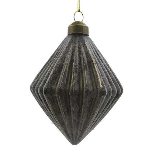 Ornament Sugar Diamant Zwart/Goud - H 11 x D 7,5 cm