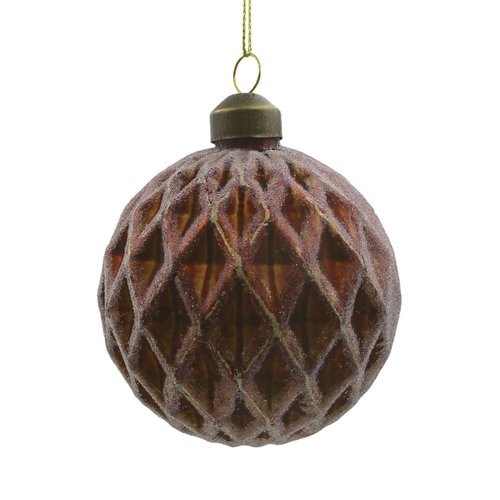 Ornament Sugar Rond Bruin/Goud - H 8 x D 8 cm