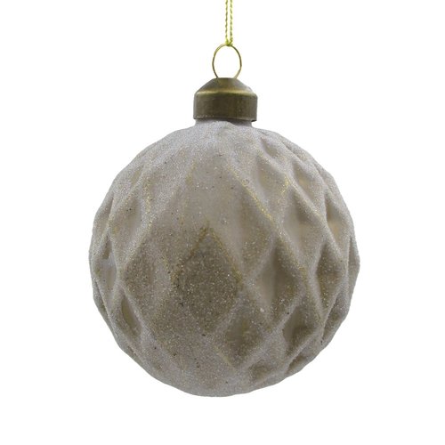 Ornament Sugar Rond Crème/Goud - H 8 x D 8 cm