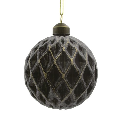 Ornament Sugar Rond Zwart/Goud - H 8 x D 8 cm