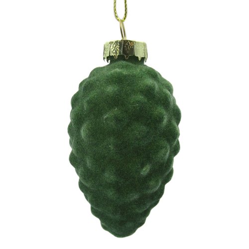 Ornament Velvet Kegel Mosgroen - H 8 x D 5 cm