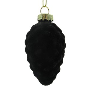 Ornament Velvet Kegel Zwart - Ø 5 x H 8 cm