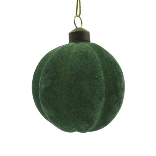 Ornament Velvet Pompoen Mosgroen - H 8 x D 8 cm