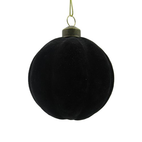 Ornament Velvet Pompoen Zwart - H 8 x D 8 cm