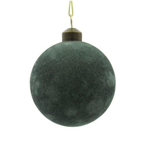 Ornament Velvet Rond Donkergroen - H 8 x D 8 cm