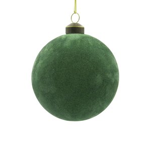 Ornament Velvet Rond Mosgroen - H 10 x D 10 cm