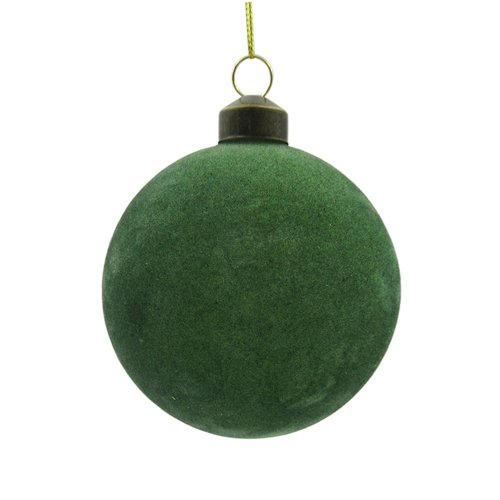Ornament Velvet Rond Mosgroen - H 8 x D 8 cm