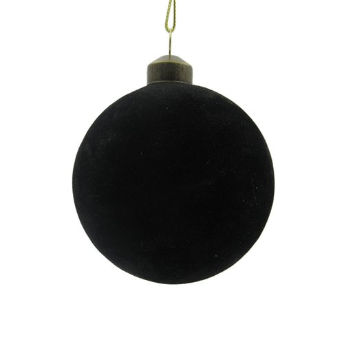 Ornament Velvet Rond Zwart - Ø 8 x H 8 cm