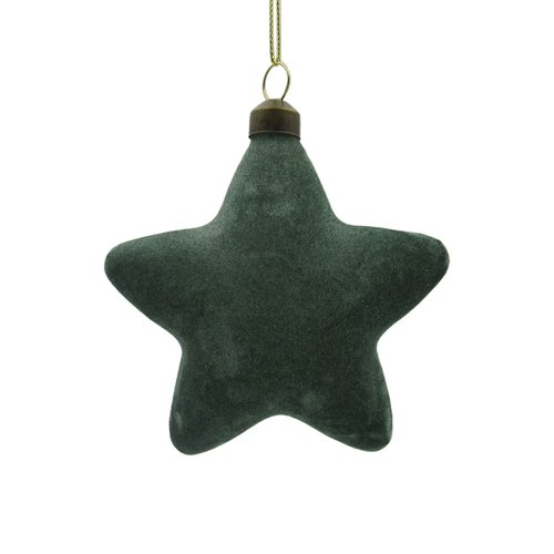 Ornament Velvet Ster Donkergroen - 10 x 10 x 3 cm
