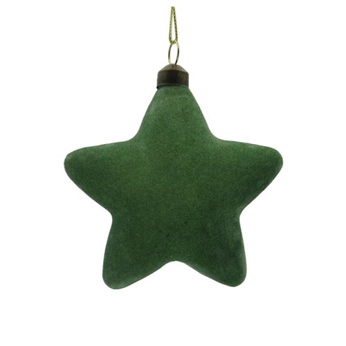 Ornament Velvet Ster Mosgroen - 10 x 10 x 3 cm