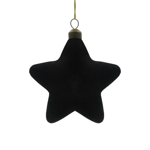 Ornament Velvet Ster Zwart - 10 x 10 x 3 cm
