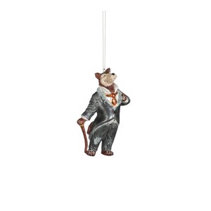 Ornament Wolf glas grijs - l8xb4,5xh12cm