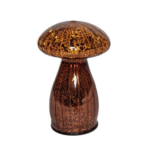 Paddenstoel glas 15x9.5cm bruin