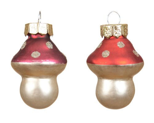 Paddenstoel glas - B3xH4,5cm Kerstrood/ossenbloed 10 stuks - afbeelding 2
