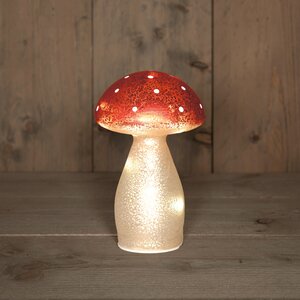 Paddenstoel glas h18cm rode stippen - afbeelding 2