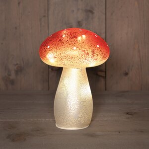 Paddenstoel glas h21cm rode stippen - afbeelding 2