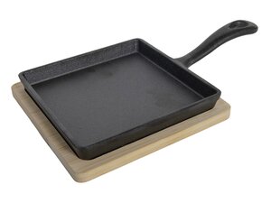 Pan gietijzer 14x14cm op plank