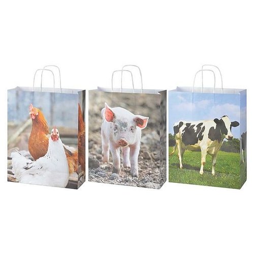 Papieren tas boerderijdieren L ass.