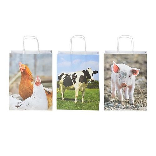 Papieren tas boerderijdieren S ass.